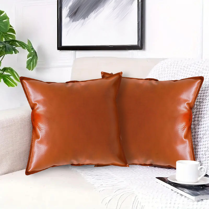 SOGA 2X 45cm Light Luxury Urban Simulated Leather Wide Edge Throw Pillow