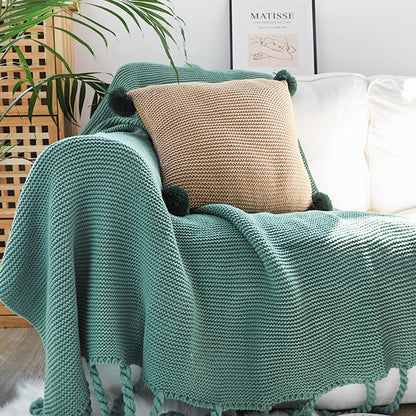 SOGA Green Tassel Fringe Knitting Blanket Warm Cozy Woven Cover Couch Bed Sofa Home Decor