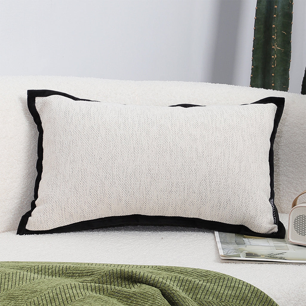 SOGA 30x50cm Olive Green Minimalist Lumbar Pillowcase with Black Trim