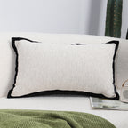 SOGA 30x50cm Olive Green Minimalist Lumbar Pillowcase with Black Trim