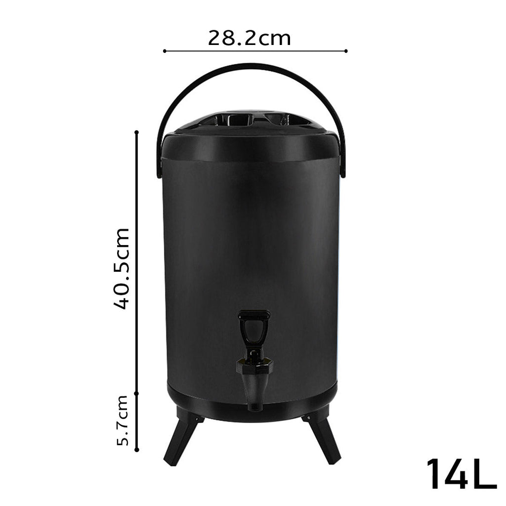 SOGA 4X 3.7 Gallon Stainless Steel Insulated Milk Tea Barrel Hot and Cold Beverage Dispenser Container with Faucet Black