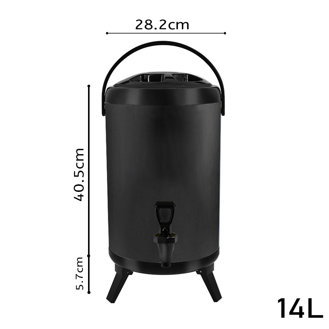 SOGA 4X 3.7 Gallon Stainless Steel Insulated Milk Tea Barrel Hot and Cold Beverage Dispenser Container with Faucet Black