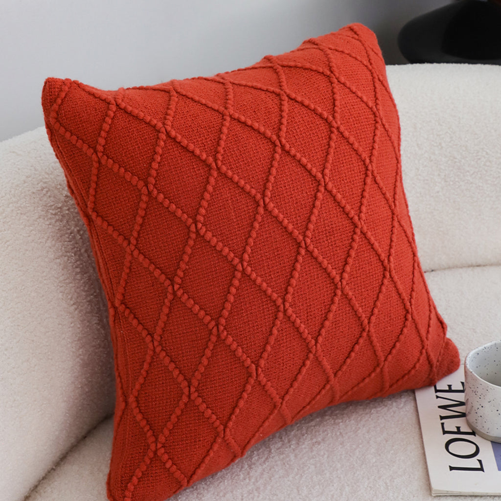 SOGA 2X 45cm Classic Red Diamond Knit Pillowcases – Soft Decorative Cushion Covers for Sofa, Bed & Home Décor