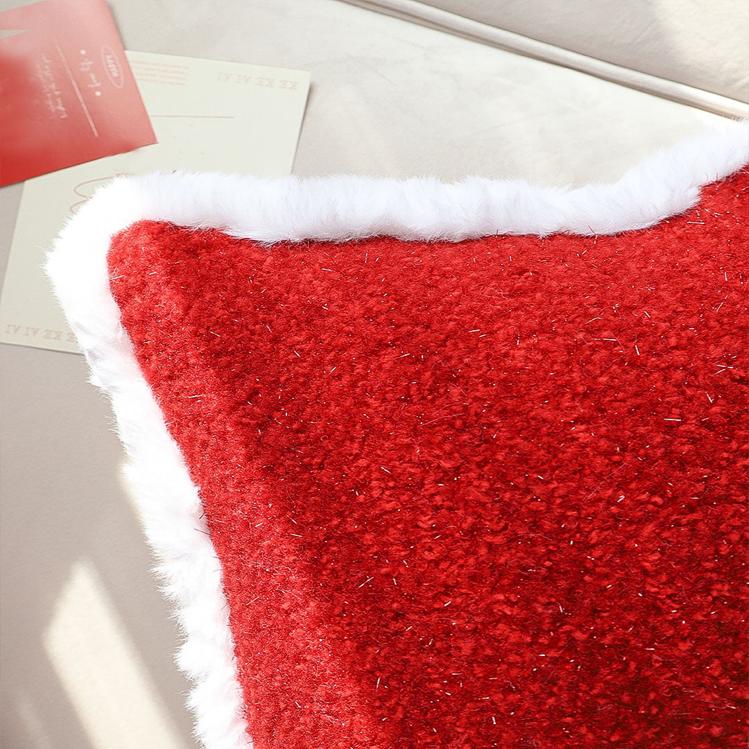 SOGA 45cm Plush Crimson Red Square Pillow Cover