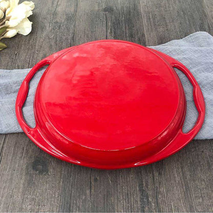 SOGA Enamel porcelain Cast Iron Frying Pan Skillet Non-stick Coating Steak Sizzle Platter 26cm