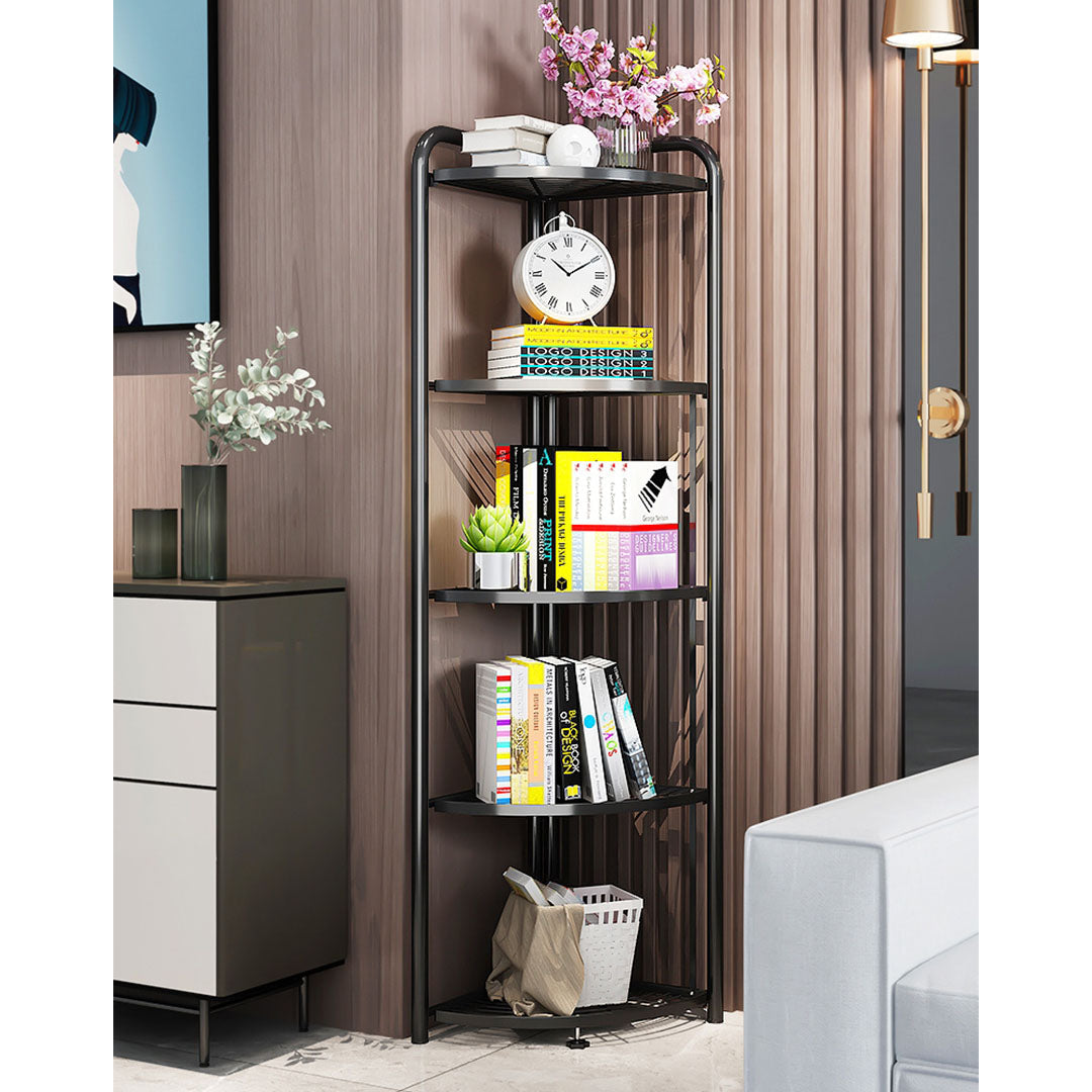 SOGA 5 Tier Steel Triangular  Corner Stand Multi-Functional Shelves Portable Storage Organizer