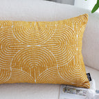 SOGA 2X 30x50cm Mustard Yellow Geometric Lumbar Pillowcase for Home Decor