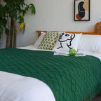 SOGA 2X Diamond Pattern Knitted Throw Blanket – Warm Cozy Woven Cover with Tassels for Couch, Bed, Sofa, Home Decor, Green