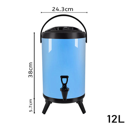 SOGA 12L Stainless Steel Insulated Milk Tea Barrel Hot and Cold Beverage Dispenser Container with Faucet Blue