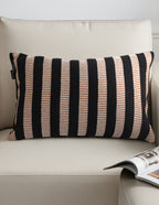 SOGA 2X 30x50cm Black & Tan Striped Rectangular Pillowcase