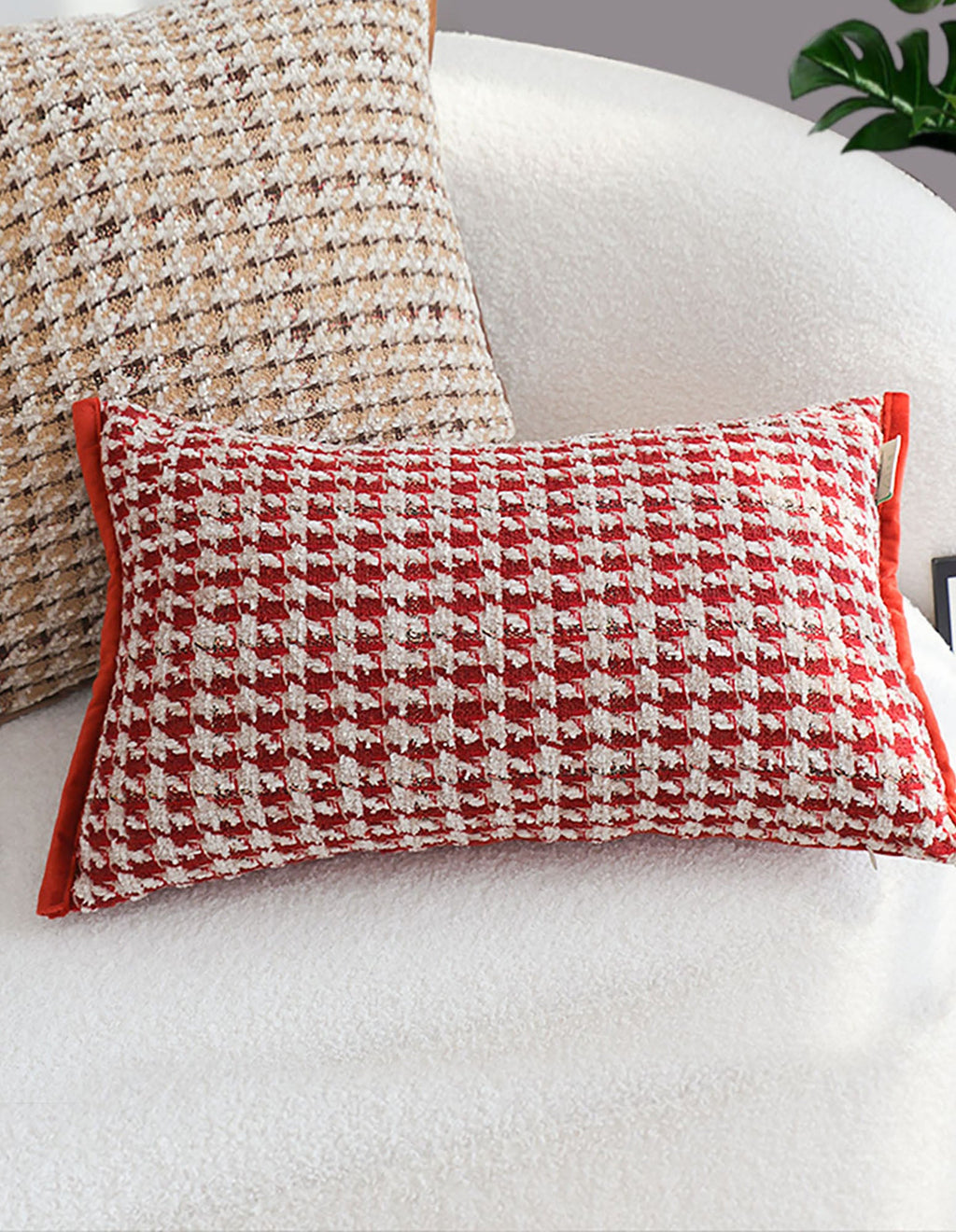SOGA 2X 30x50cm Cozy Textured Red & White Pillowcase