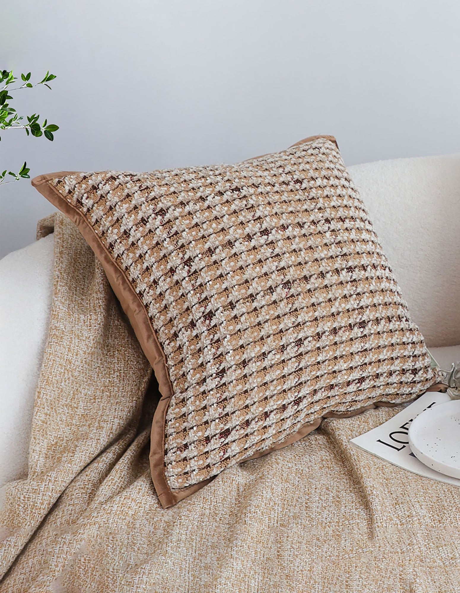 SOGA 2X 45cm Cozy Woven Brown Pillowcase
