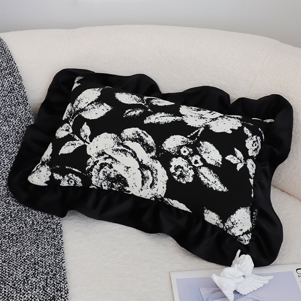 SOGA 2X 45cm  Elegant Black & White Cushion Cover with Tassels