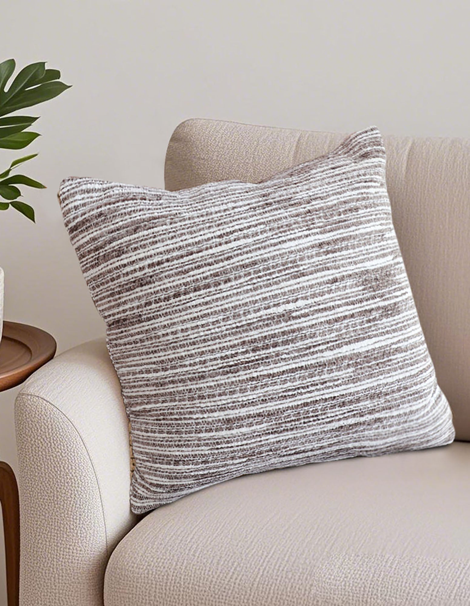 SOGA 2X 45cm Neutral Striped Woven Pillowcase
