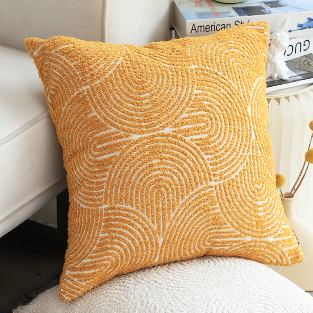 SOGA 45cm Mustard Yellow Geometric Pillowcase