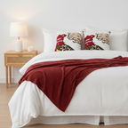 SOGA 3PC Christmas Set – Striped Flannel Throw Blanket with 2 Embroidered Santa Claus Pillow Covers
