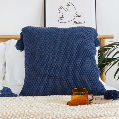 SOGA 50cm Chunky Knit Pillowcase (Navy Blue)