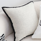 SOGA 45cm Minimalist Cream Pillowcase with Black Piping