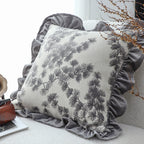 SOGA 2X 45cm Gray Floral with Ruffle Trim