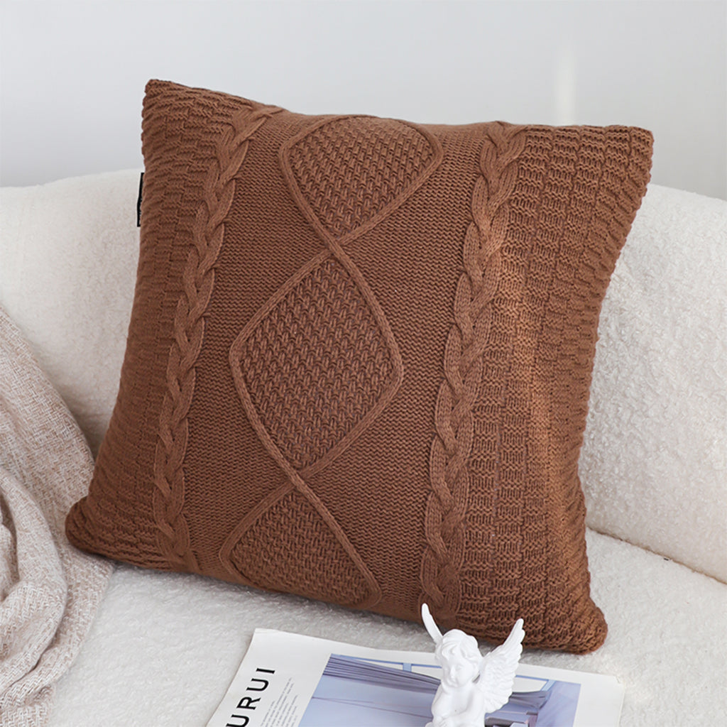 SOGA 45cm Sohobo Rectangle Knitted Cushion Cover with Boho Fringe