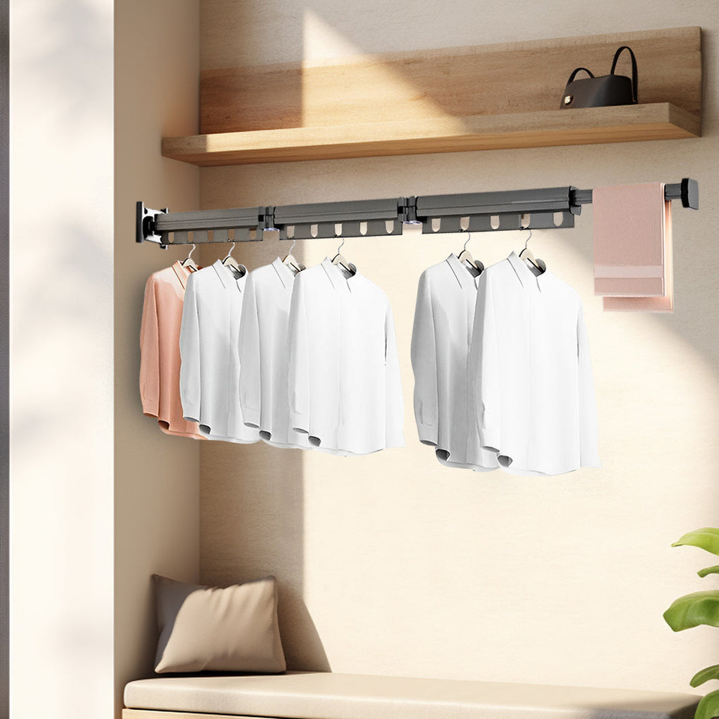 SOGA 2X 50.2 in Wall-Mounted Clothing Dry Rack – Retractable Space-Saving Foldable Hanger