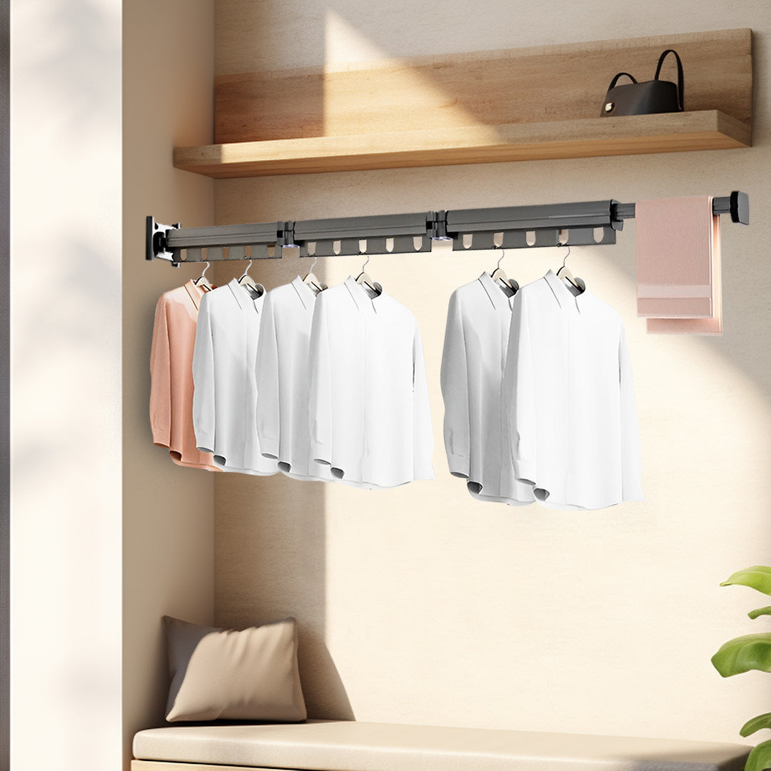 SOGA 2X 50.2 in Wall-Mounted Clothing Dry Rack – Retractable Space-Saving Foldable Hanger