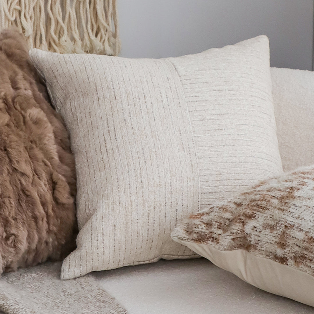 SOGA 45cm Vibrant Floral Linen Pillowcase – Neutral Beige