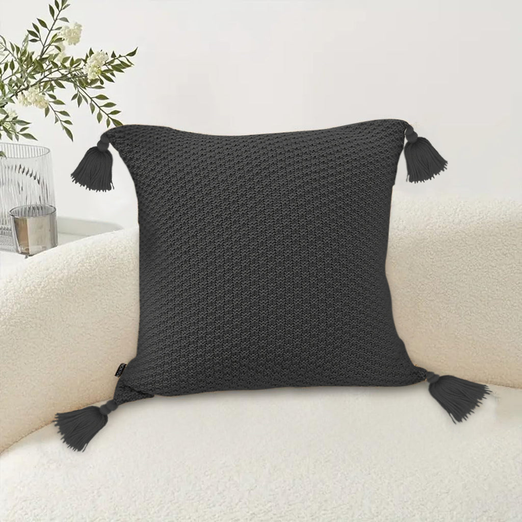 SOGA 50cm Chunky Knit Pillowcase (Charcoal Gray)