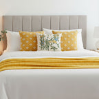 SOGA 3PC Cozy Home Set – Striped Flannel Throw Blanket with Decorative Pillow Covers (Botanical Garden & Diamond Elegance Design)