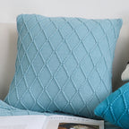 SOGA 2X 45cm Sky Blue Diamond Knit Pillowcase