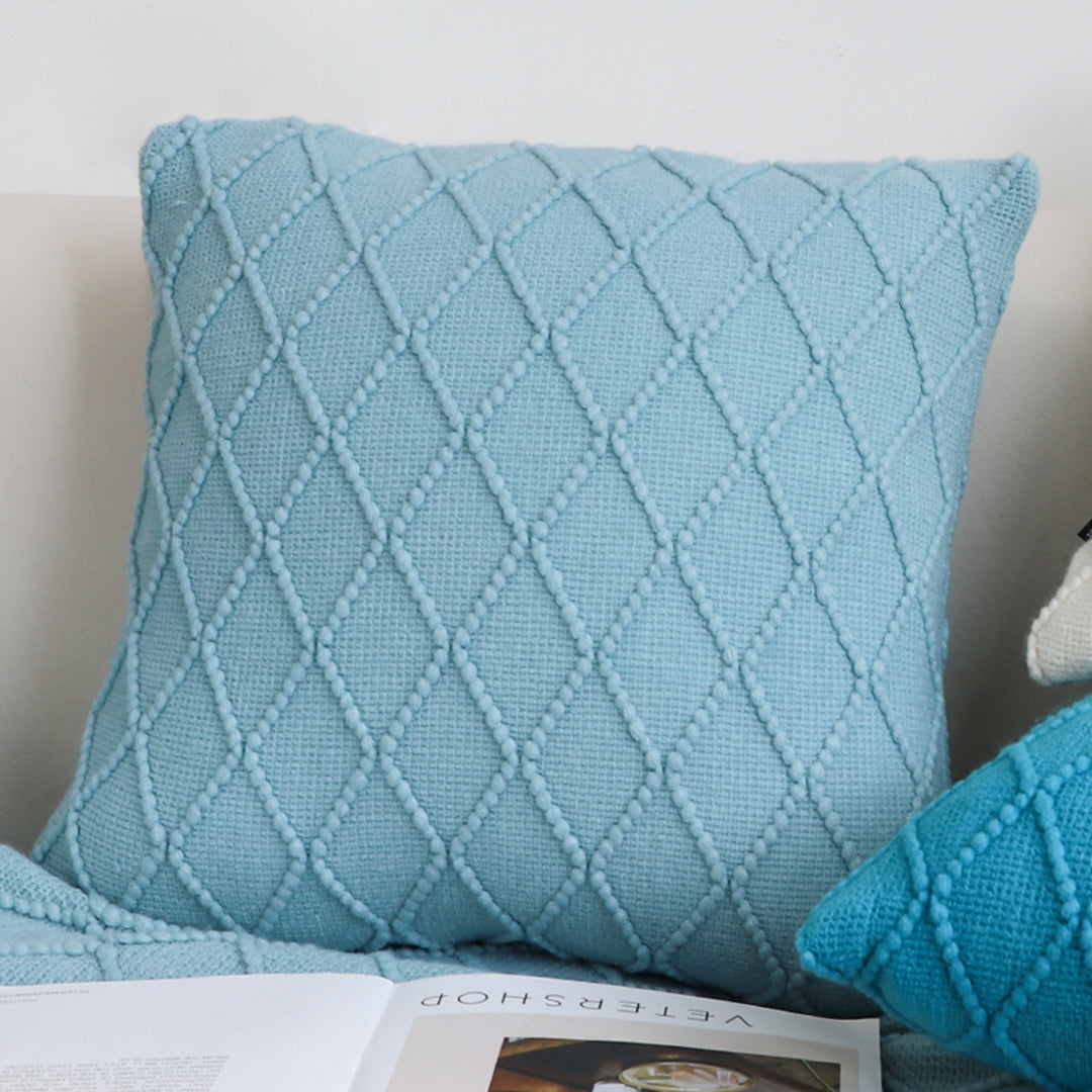 SOGA 2X 45cm Sky Blue Diamond Knit Pillowcase