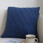 SOGA Set of 2 – Navy Blue Diamond Knit Pillowcases – 45cm Decorative Cushion Covers