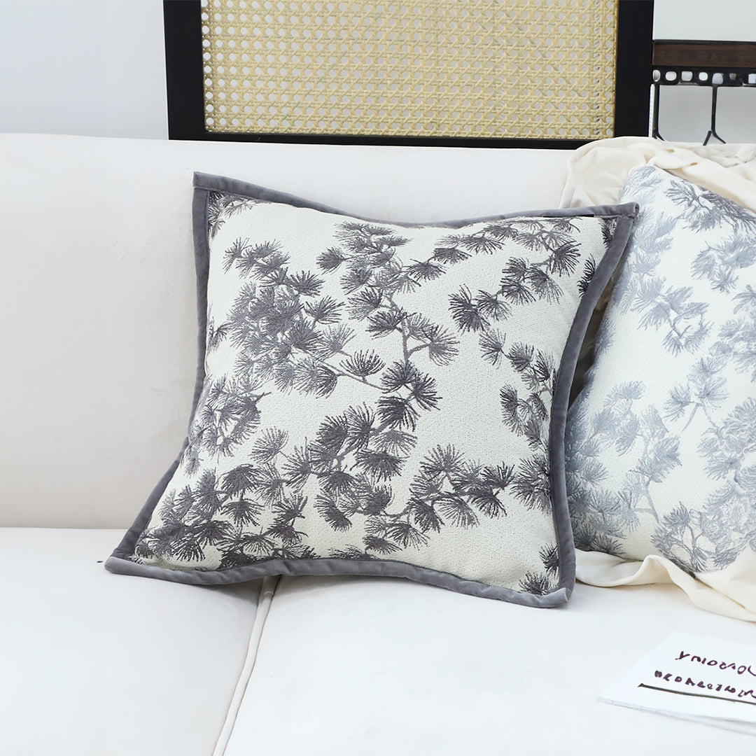 SOGA 2X 45cm Dark Gray Floral Pillowcase