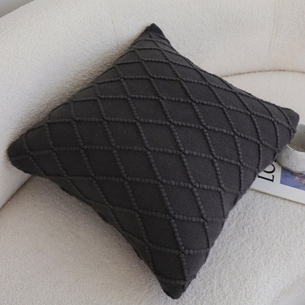 SOGA 45cm Charcoal Grey Cable Knit Pillow Cover