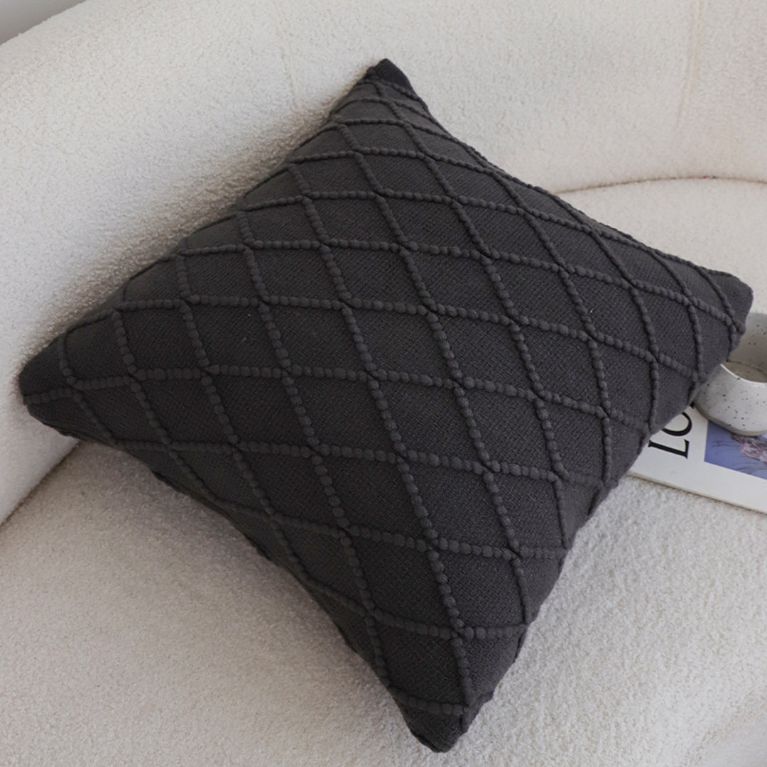 SOGA 45cm Charcoal Grey Cable Knit Pillow Cover