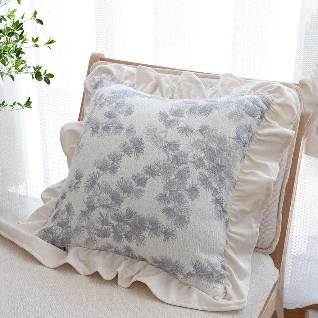 SOGA 45cm White Floral with Ruffle Trim Pillowcase