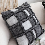 SOGA 45cm Luxurious Faux Fur Textured Checkered Pillowcase
