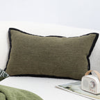 SOGA 30x50cm Versatile Olive Green Lumbar Pillowcase with Black Border