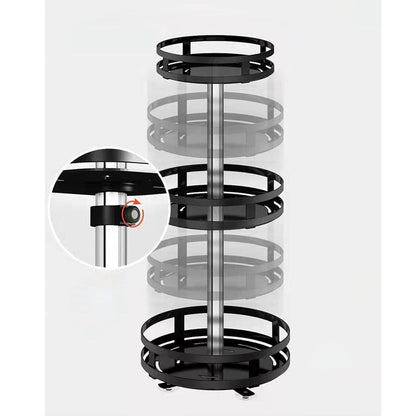 SOGA 3 Tier Steel Black Round Rotating Multi-Function Kitchen Portable Storage Spice Seasoning Kitchen Countertop Organiser Shelf