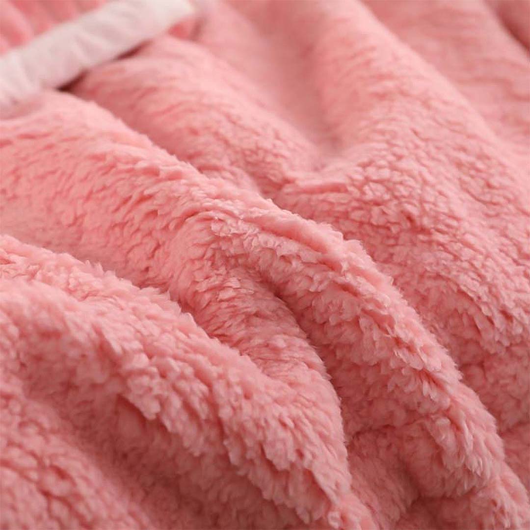 SOGA 2X Throw Blanket Warm Cozy Double Sided Thick Flannel Coverlet Fleece Bed Sofa Comforter Pink