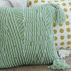 SOGA 2X 45cm Sage Chevron Tassel Pillowcase