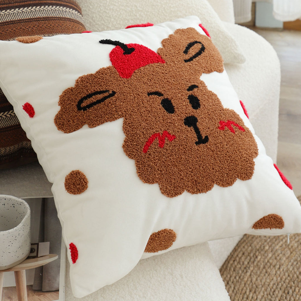SOGA 45cm Sweet Cherry Bear Hug Decorative Pillowcase