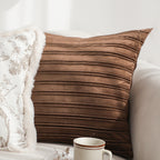 SOGA 2X 45cm Rust Leather-Look Pleated Pillowcase