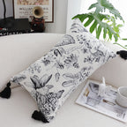 SOGA 30x50cm Chic Botanical Bliss Rectangular Pillowcase with Tassel Accents