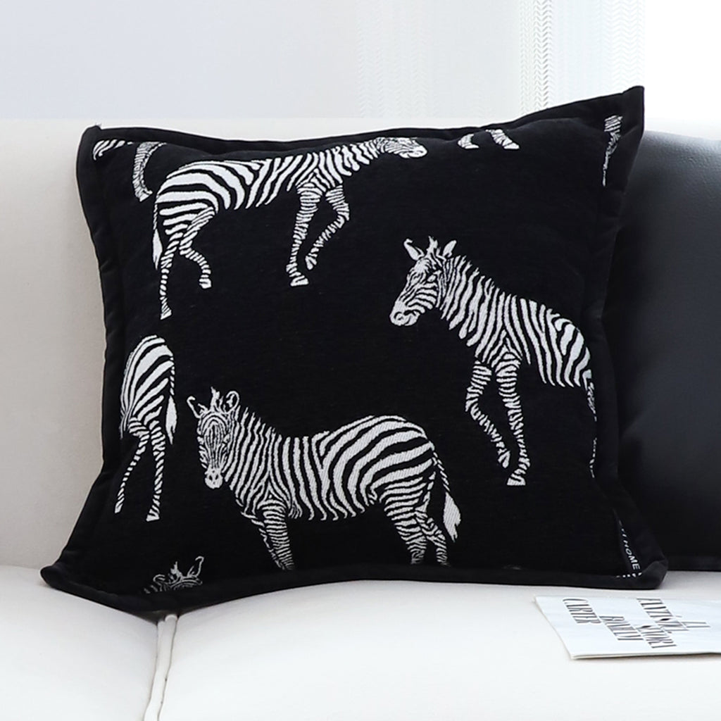 SOGA Set of 2 – 45cm Wildlife Zebra Scene Decorative Pillow Covers, Black & White Cushion Covers