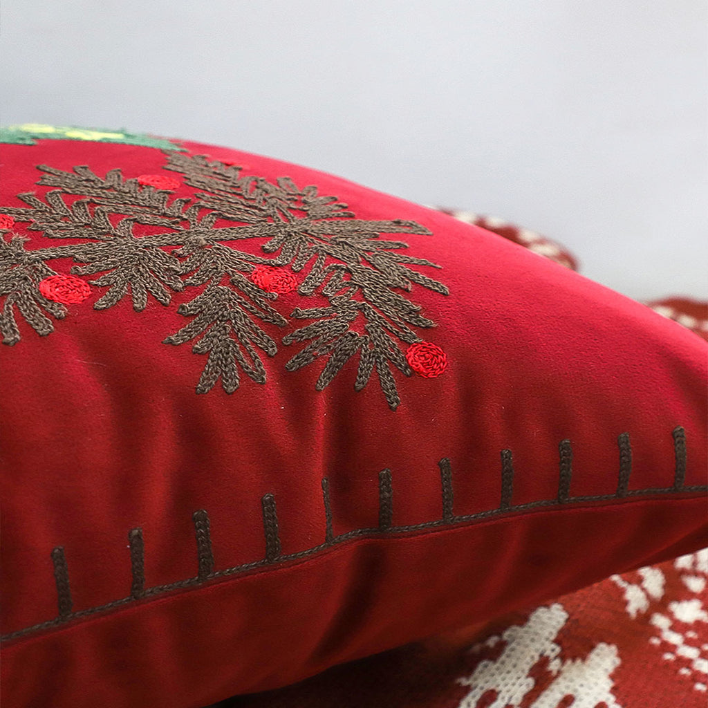 SOGA 45cm Christmas Tree Trio Pillowcase (Red)