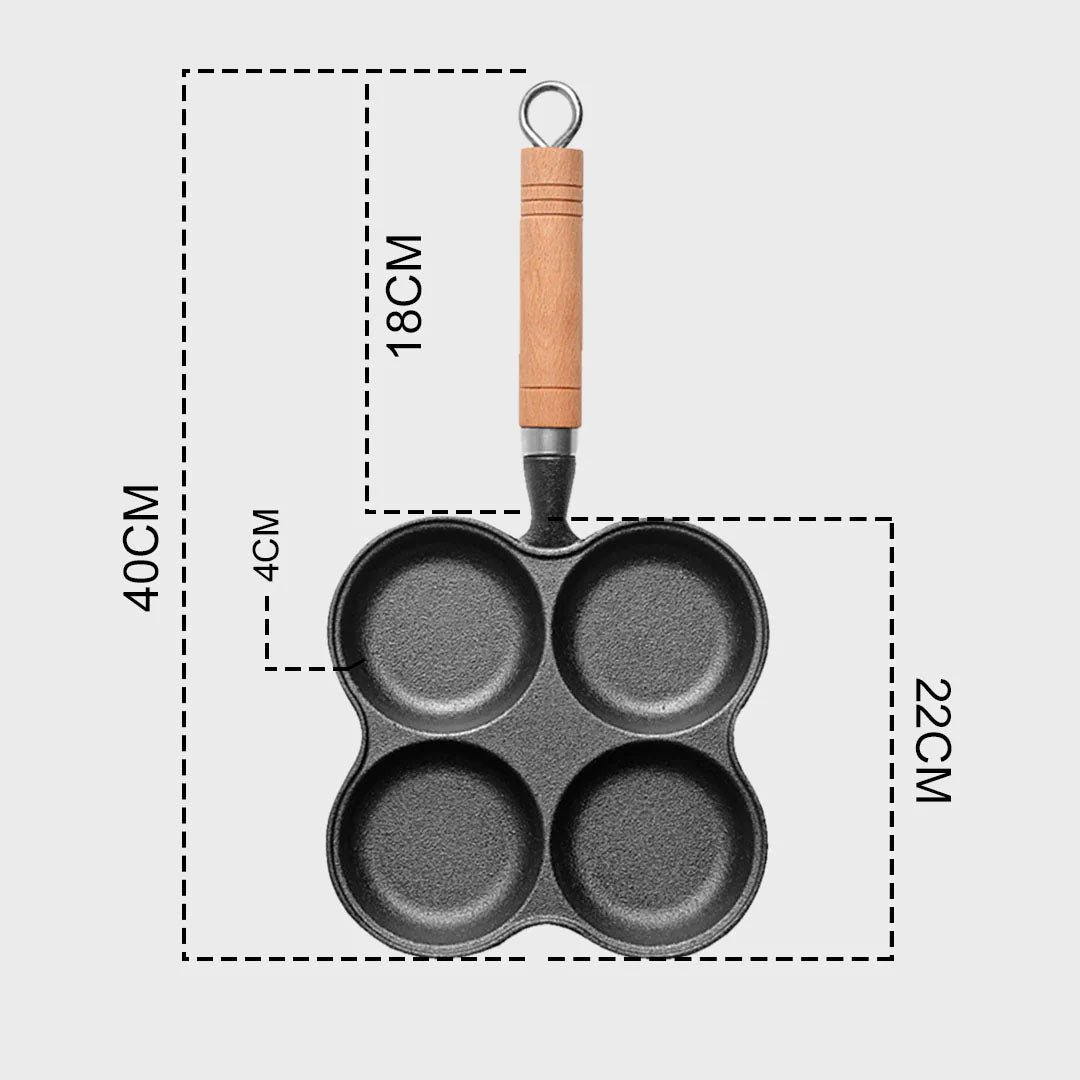 SOGA 2X 4 Mold Multi-Portion Cast Iron Breakfast Fried Egg Pancake Omelet Fry Pan