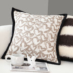 SOGA 45cm Heart Patterned Off-White Square Pillowcase with Black Trim