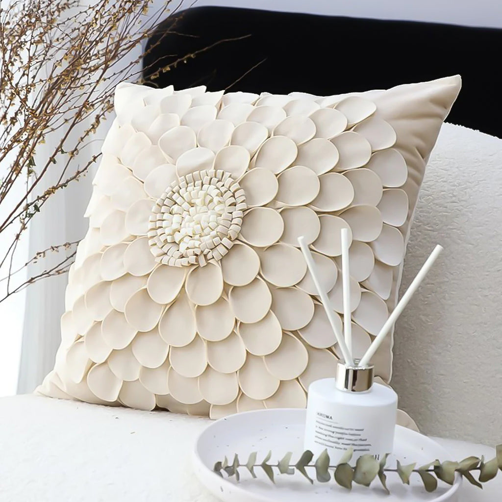 SOGA 45cm ""Luxurious Textured Flower Pillowcase