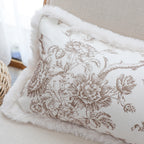 SOGA 30x50cm Taupe Floral Embroidered Pillowcase